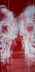 135 - Two White Skulls in Red (Triptych)