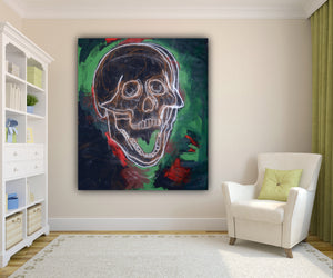 316 - Skull in Green with Red